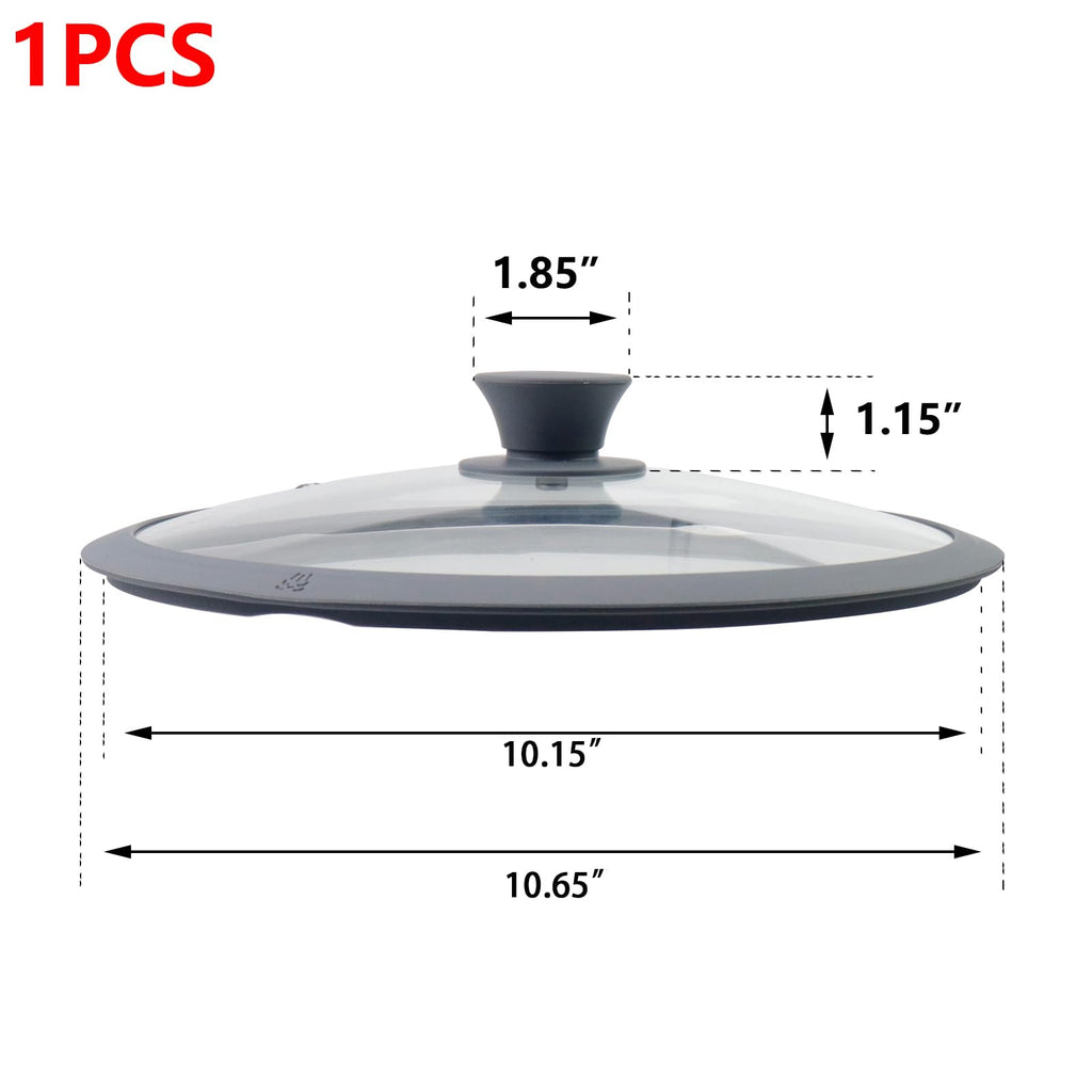 10.5" Round Tempered Glass Lid with Silicone Rim X486
