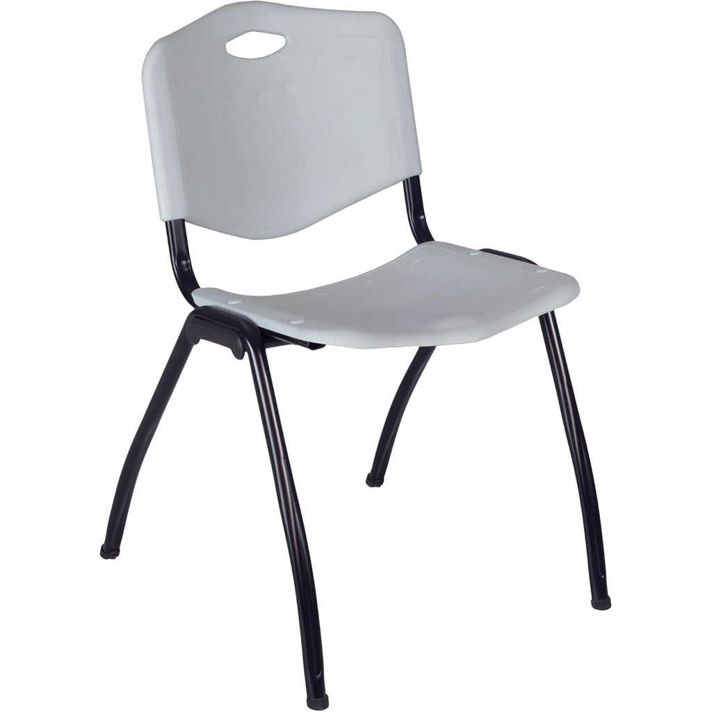 42" Round Breakroom Table with 4 Grey Stack Chairs U98365
