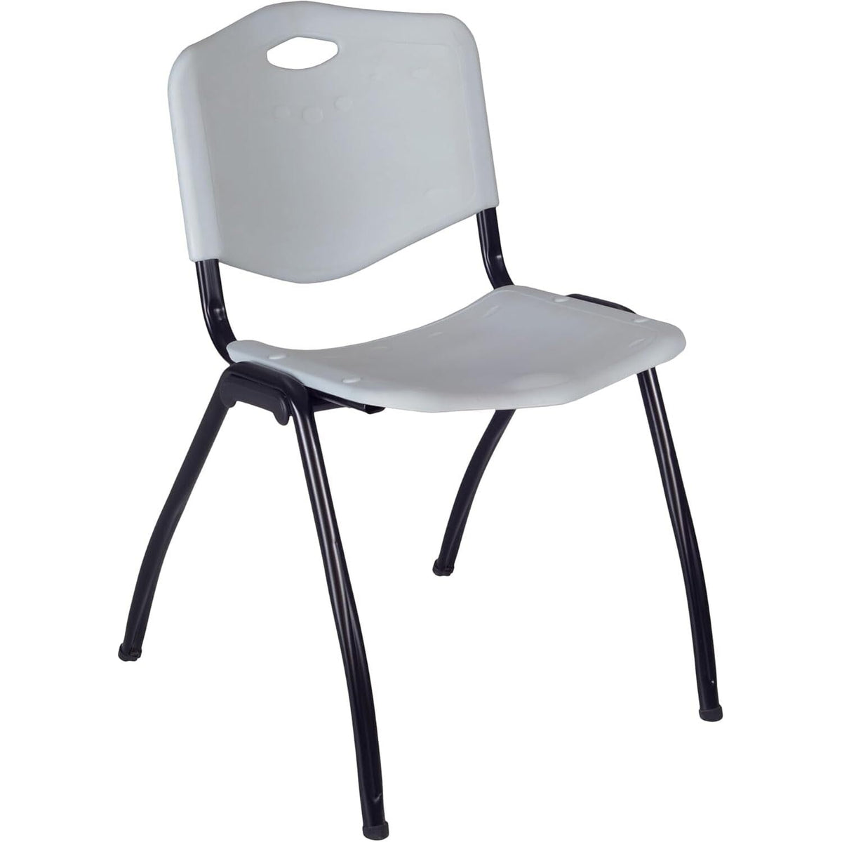 42" Round Breakroom Table with 4 Grey Stack Chairs U98365