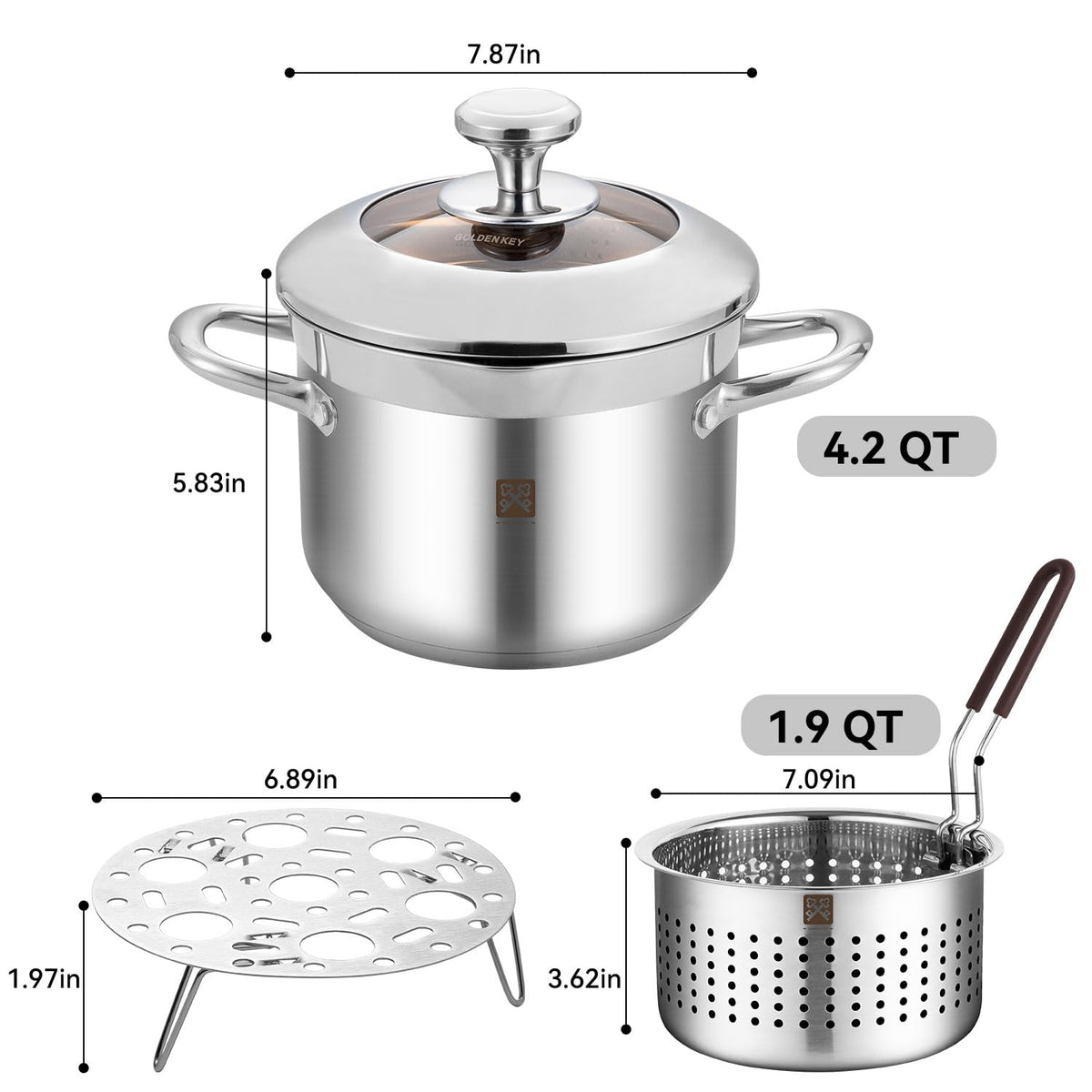 4.0L Deep Fryer Pot with Basket and Lid Q5584