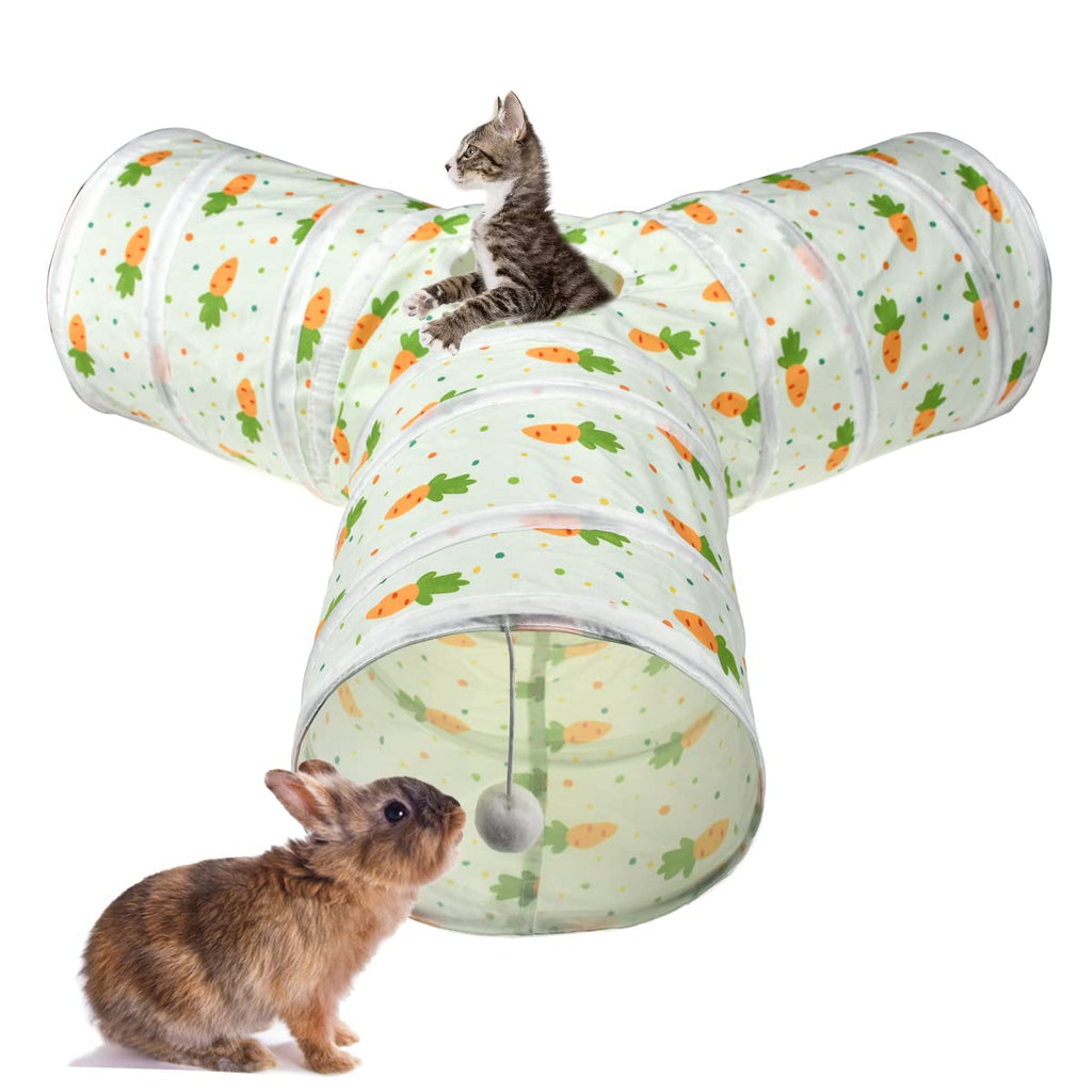 3 Way Collapsible Tunnel with Carrot Patterns Small Pet Hideout H881254