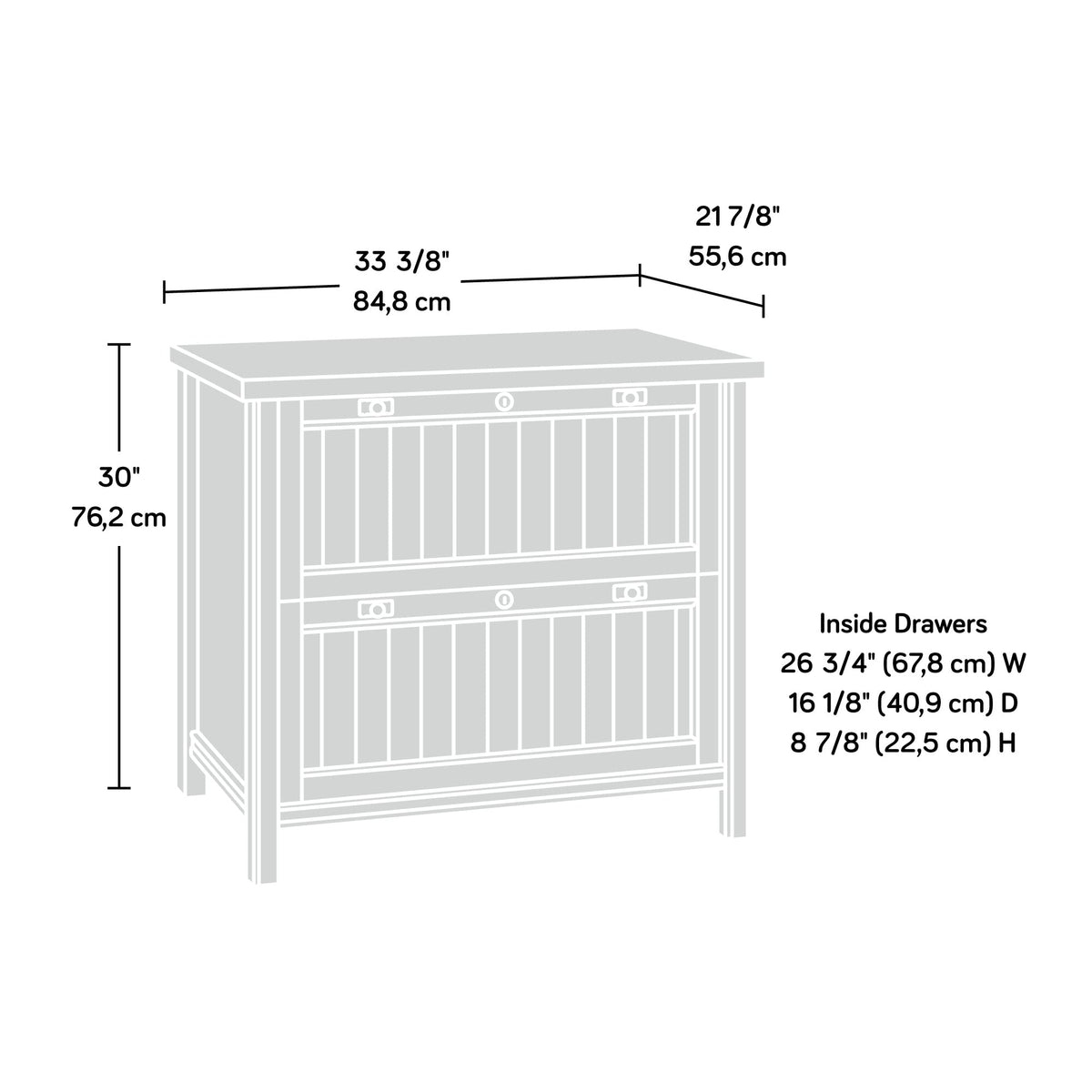 2 Drawer Lateral File Cabinet with Lock W8631
