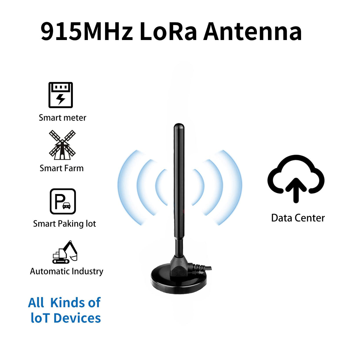 Waterproof 5.8dBi Pure Copper 915MHz LoRa Gateway Antenna with 3M Cable I88185