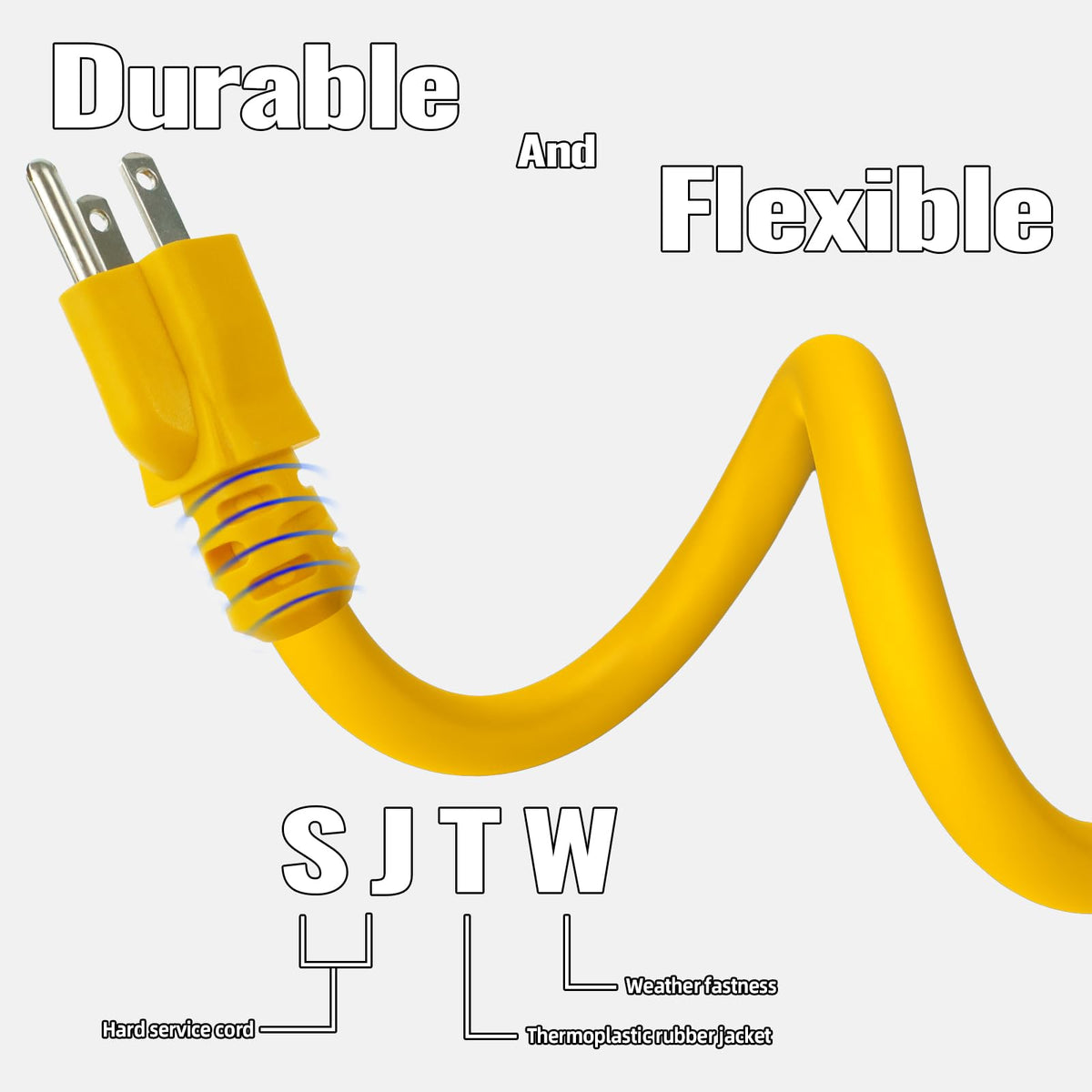 12 Ft Heavy Duty Yellow Extension Cord T3503