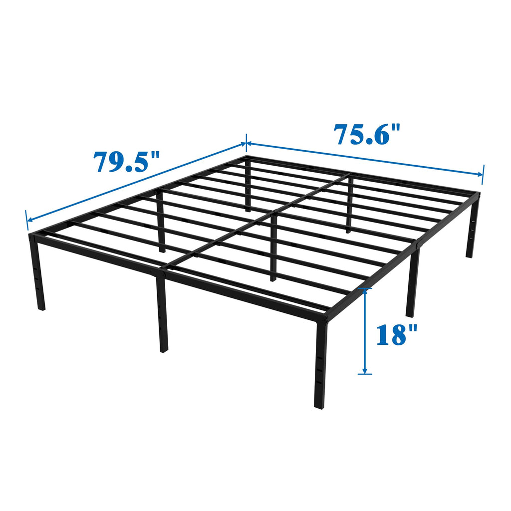 King Size Black Metal Bed Frame with Underbed Storage K8799
