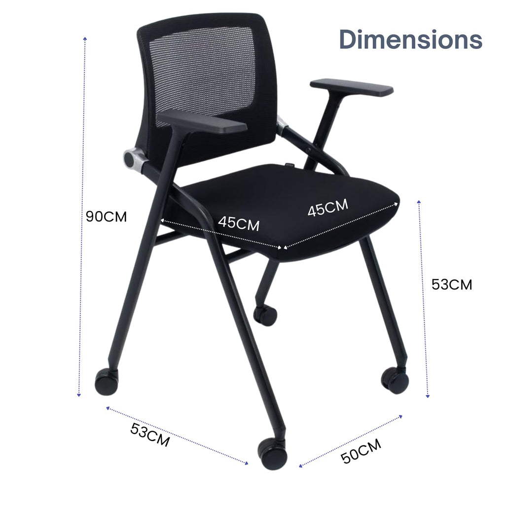 2 Pack Black Mesh Folding Office Chairs with Wheels U716