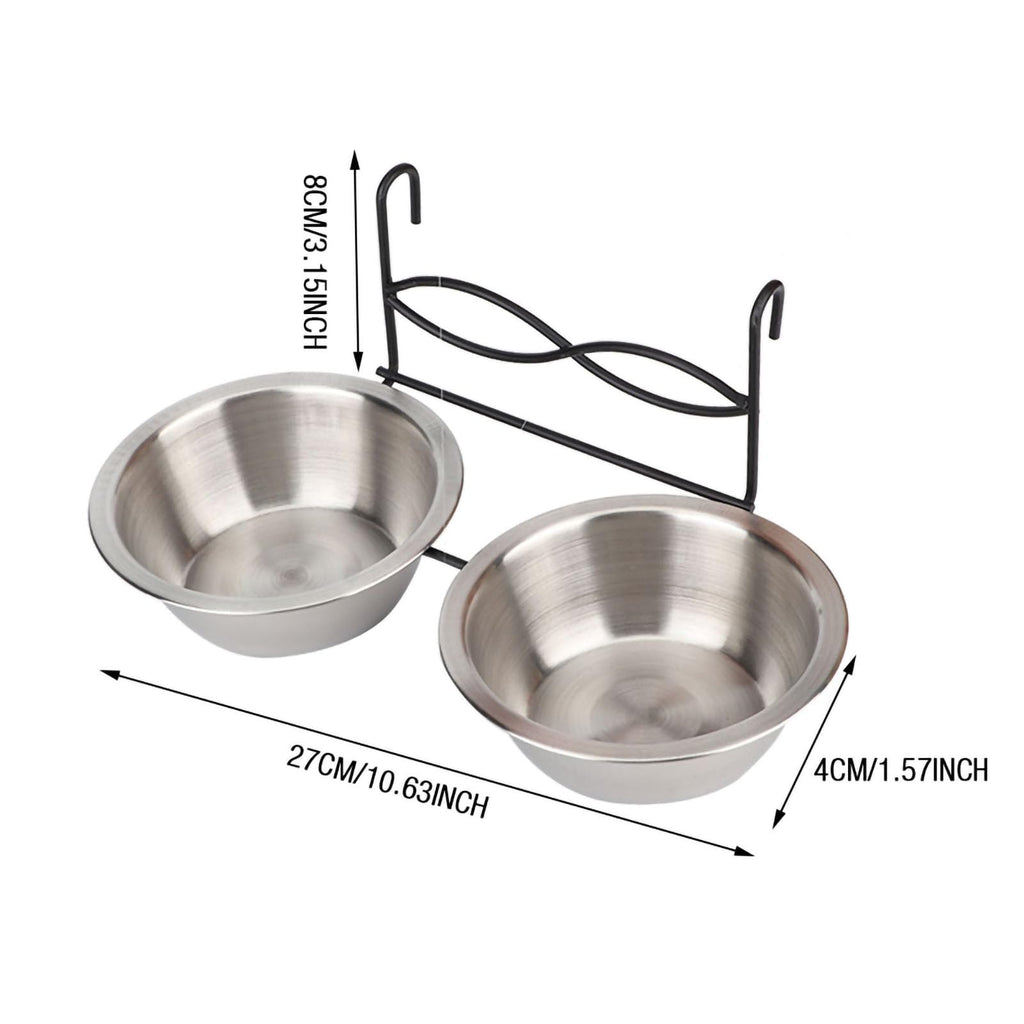 Stainless Steel Hanging Pet Bowls, 2 Bowls 1 Hook M471