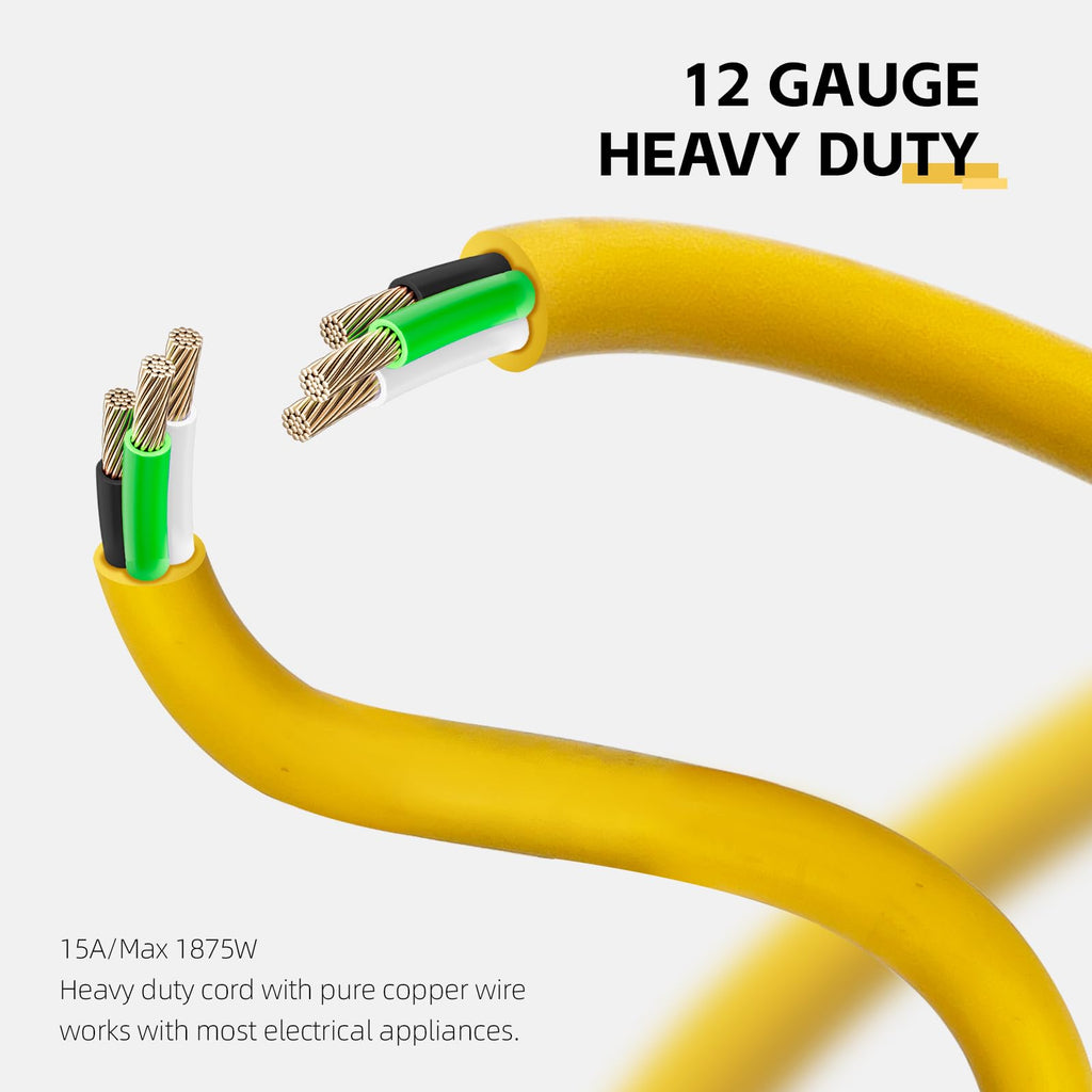 12 Ft Heavy Duty Yellow Extension Cord T3503