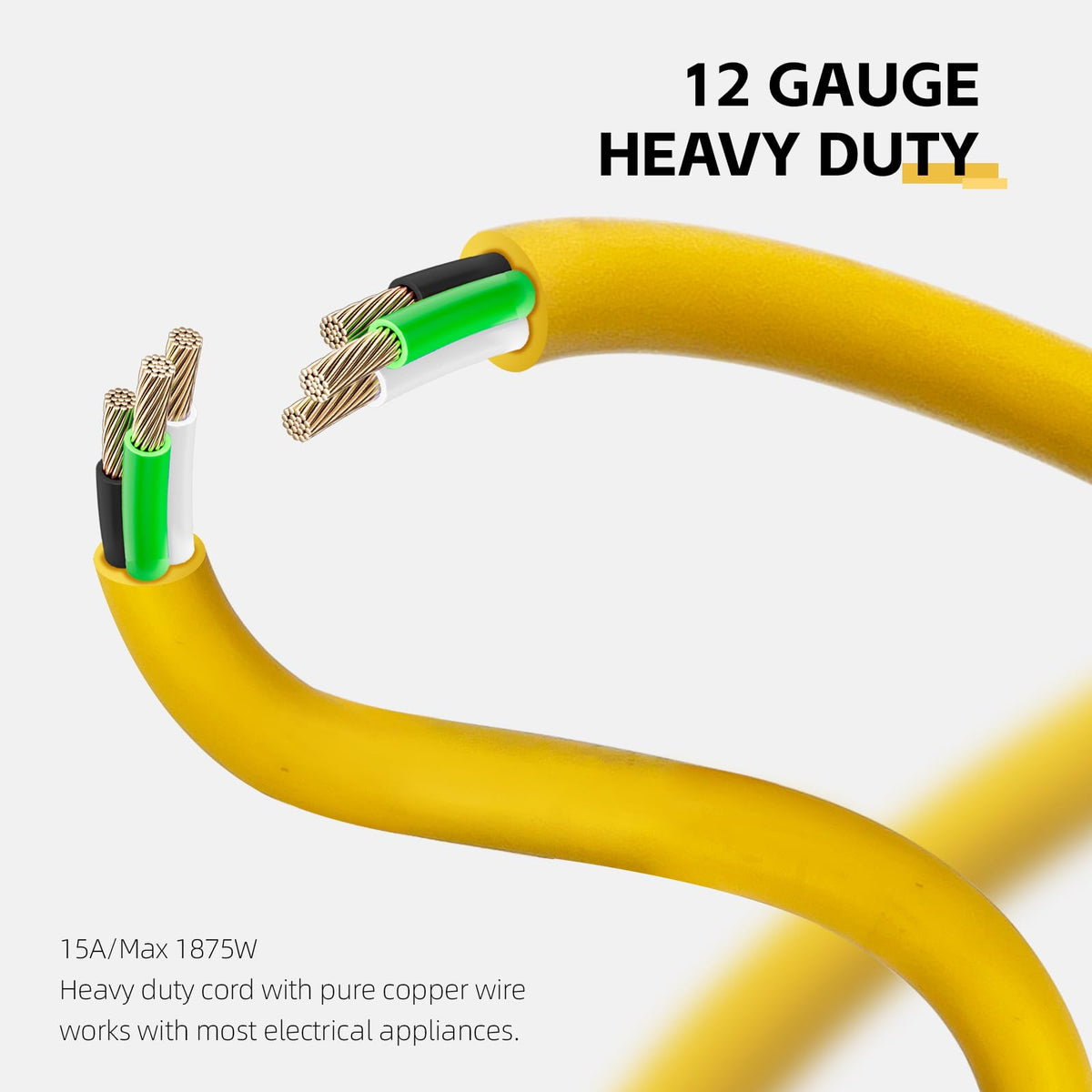 12 Ft Heavy Duty Yellow Extension Cord T3503