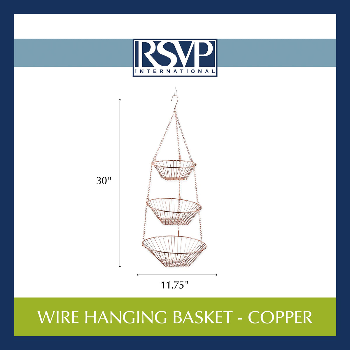 3-Tier Copper Wire Hanging Baskets H53109