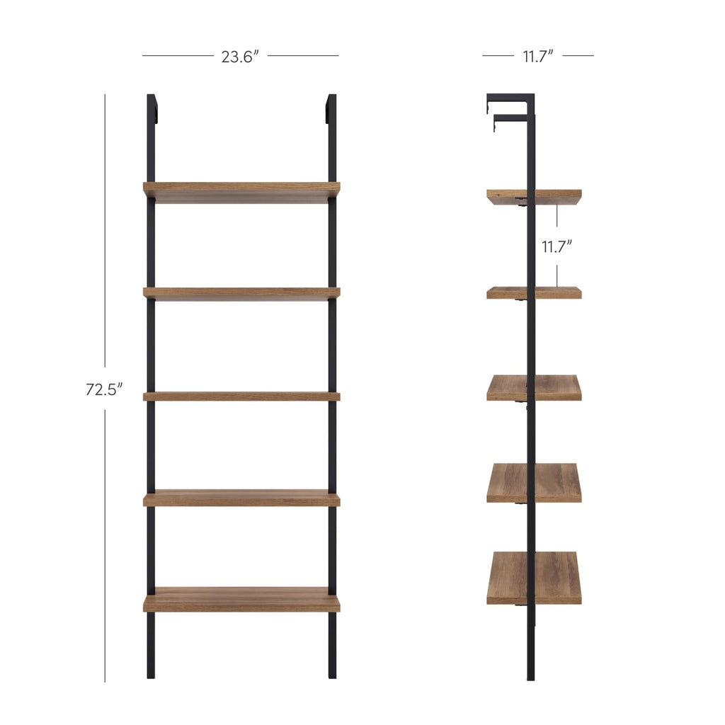 5-Shelf Oak Wood Modern Bookcase G54909