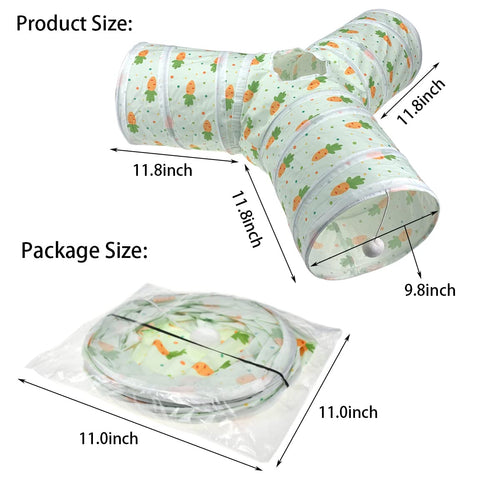 3 Way Collapsible Tunnel with Carrot Patterns Small Pet Hideout H881254
