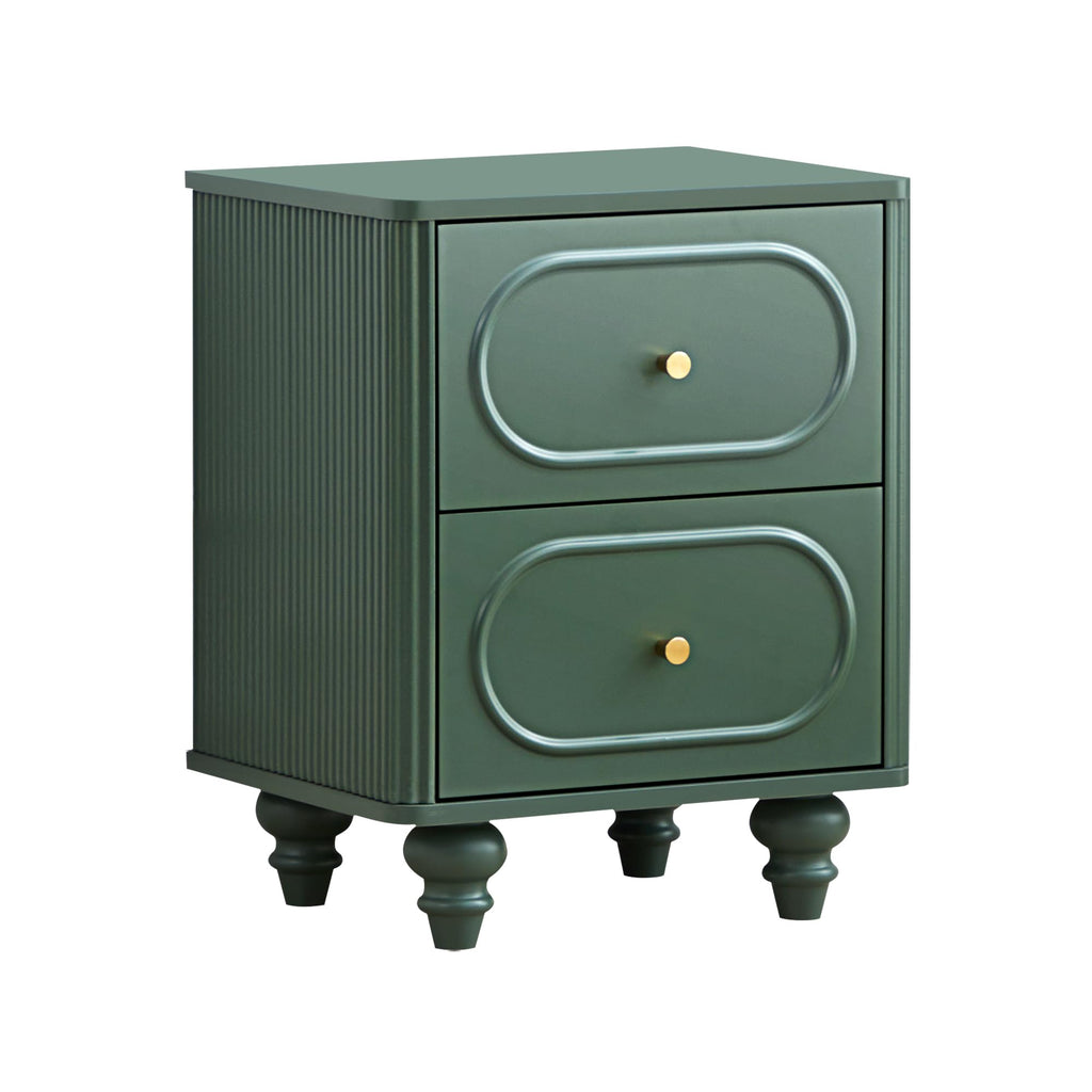 2 Drawer Fluted Nightstand Set of 2 Green L47925
