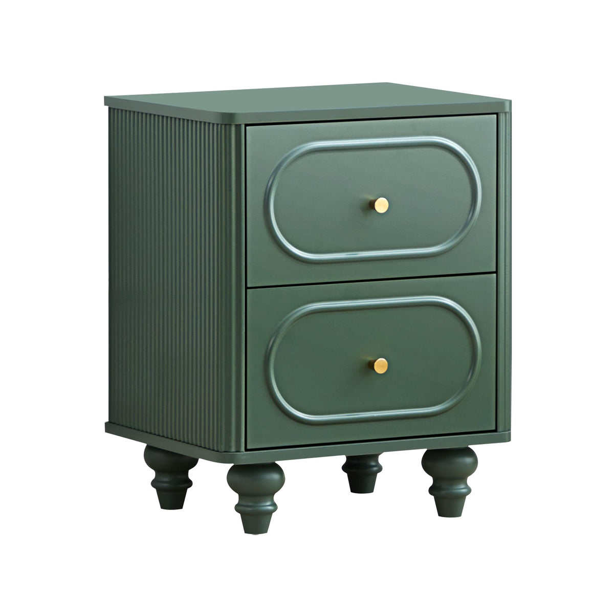 2 Drawer Fluted Nightstand Set of 2 Green L47925