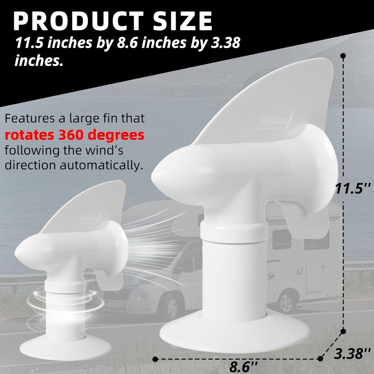 White RV Rotating Sewer Plumbing Vent Cover X86821