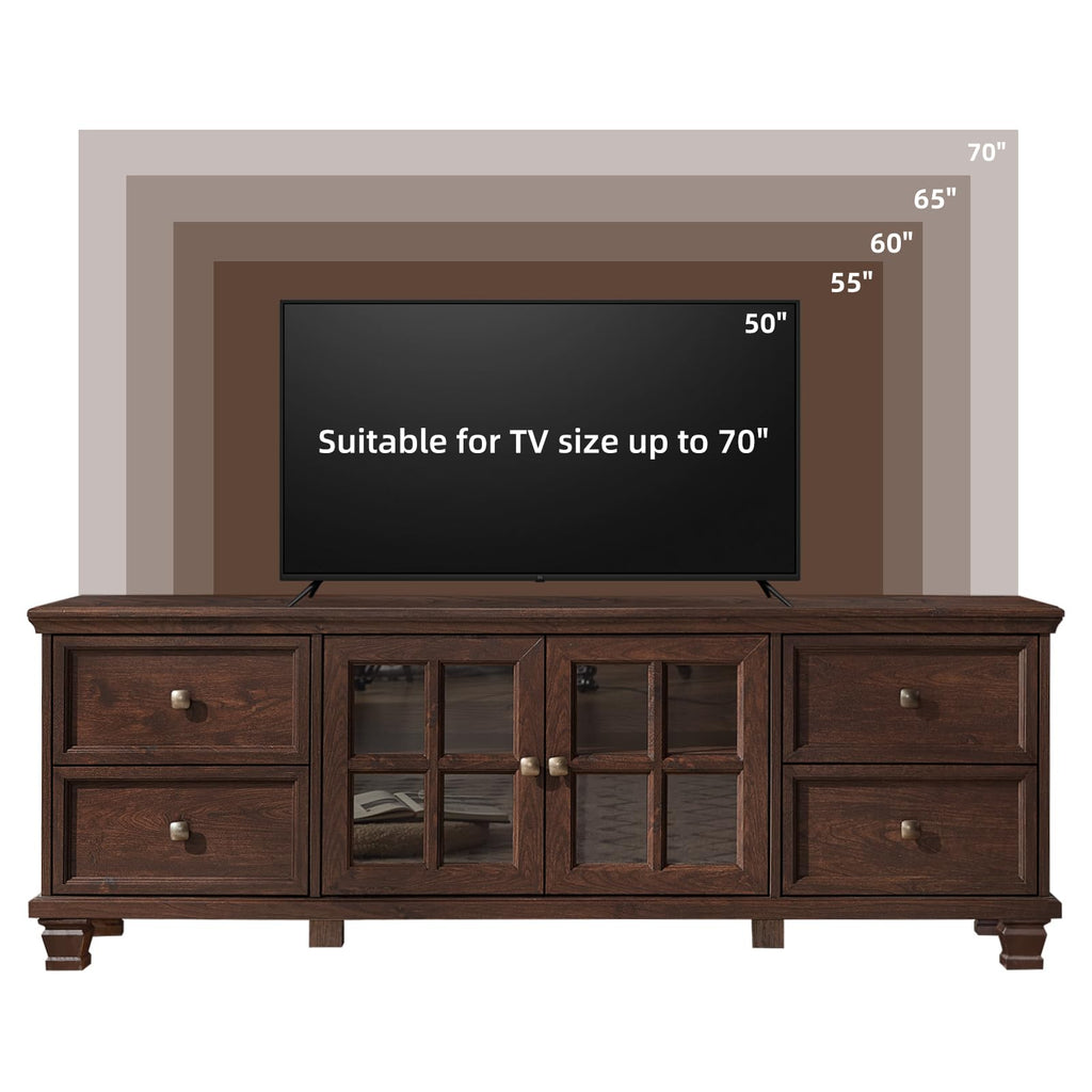 Farmhouse TV Stand with Glass Doors C71561