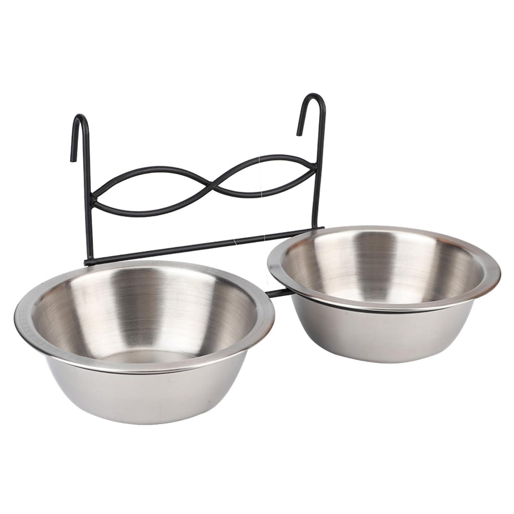 Stainless Steel Hanging Pet Bowls, 2 Bowls 1 Hook M471