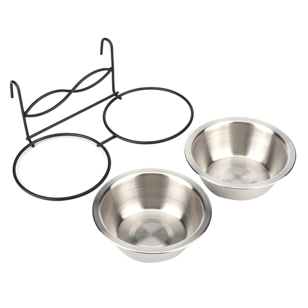 Stainless Steel Hanging Pet Bowls, 2 Bowls 1 Hook M471