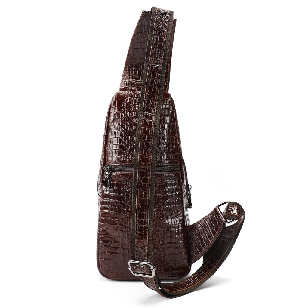 Crocodile Leather Sling Bag with Leather Strap O8337