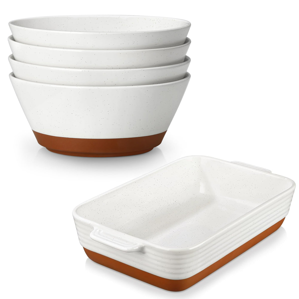 Ceramic Soup Bowl Set of 4 and Baking Dish W73223