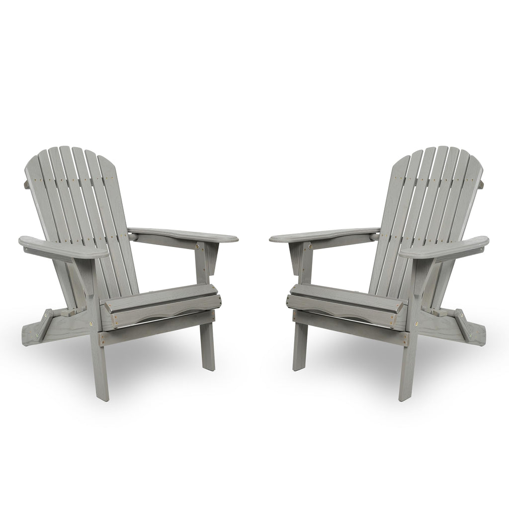 Folding Adirondack Chair Set of 2 Solid Cedar Wood Gray Z9243