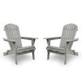 Folding Adirondack Chair Set of 2 Solid Cedar Wood Gray Z9243