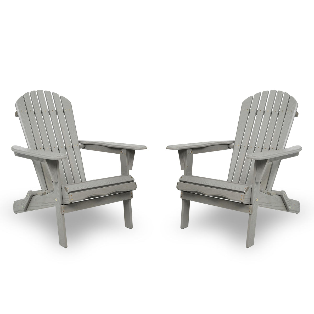 Folding Adirondack Chair Set of 2 Solid Cedar Wood Gray Z9243