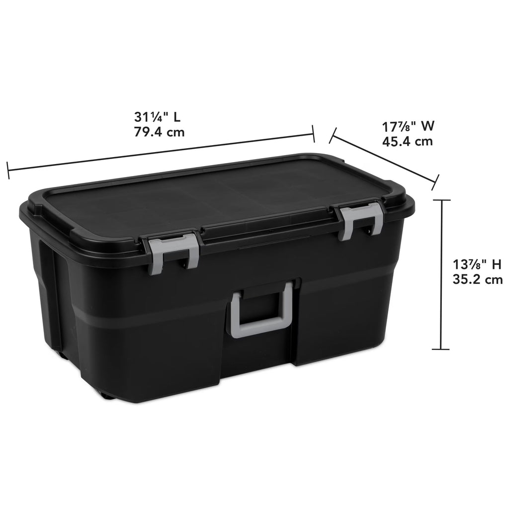 Black 22 Gal Lockable Storage Chest with Wheels V6643