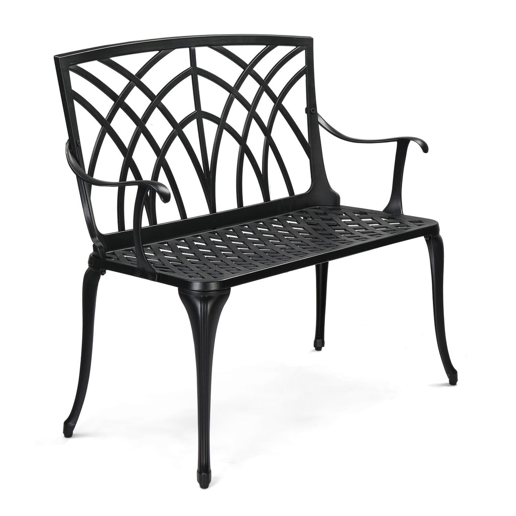 38" Black Metal Outdoor Bench Z89489