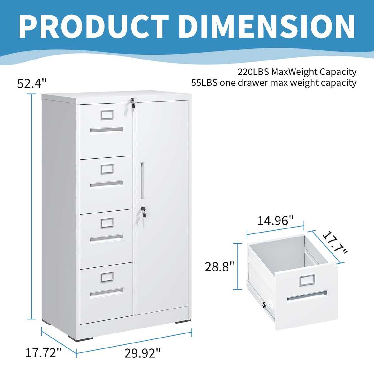 4 Drawer Metal File Cabinet with Lock Q478