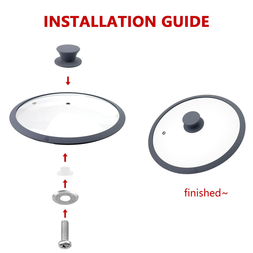 10.5" Round Tempered Glass Lid with Silicone Rim X486