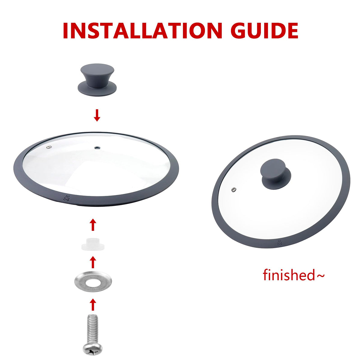 10.5" Round Tempered Glass Lid with Silicone Rim X486