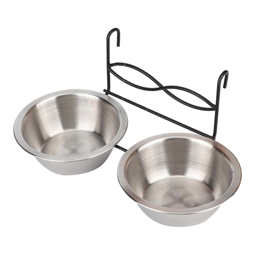 Stainless Steel Hanging Pet Bowls, 2 Bowls 1 Hook M471