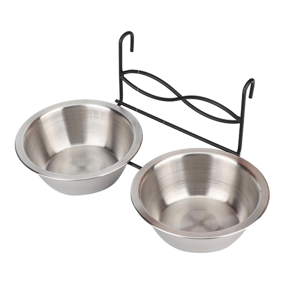 Stainless Steel Hanging Pet Bowls, 2 Bowls 1 Hook M471