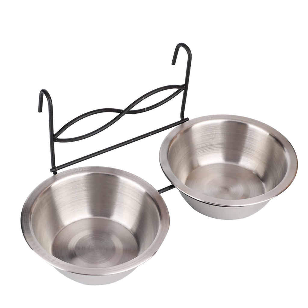 Stainless Steel Hanging Pet Bowls, 2 Bowls 1 Hook M471