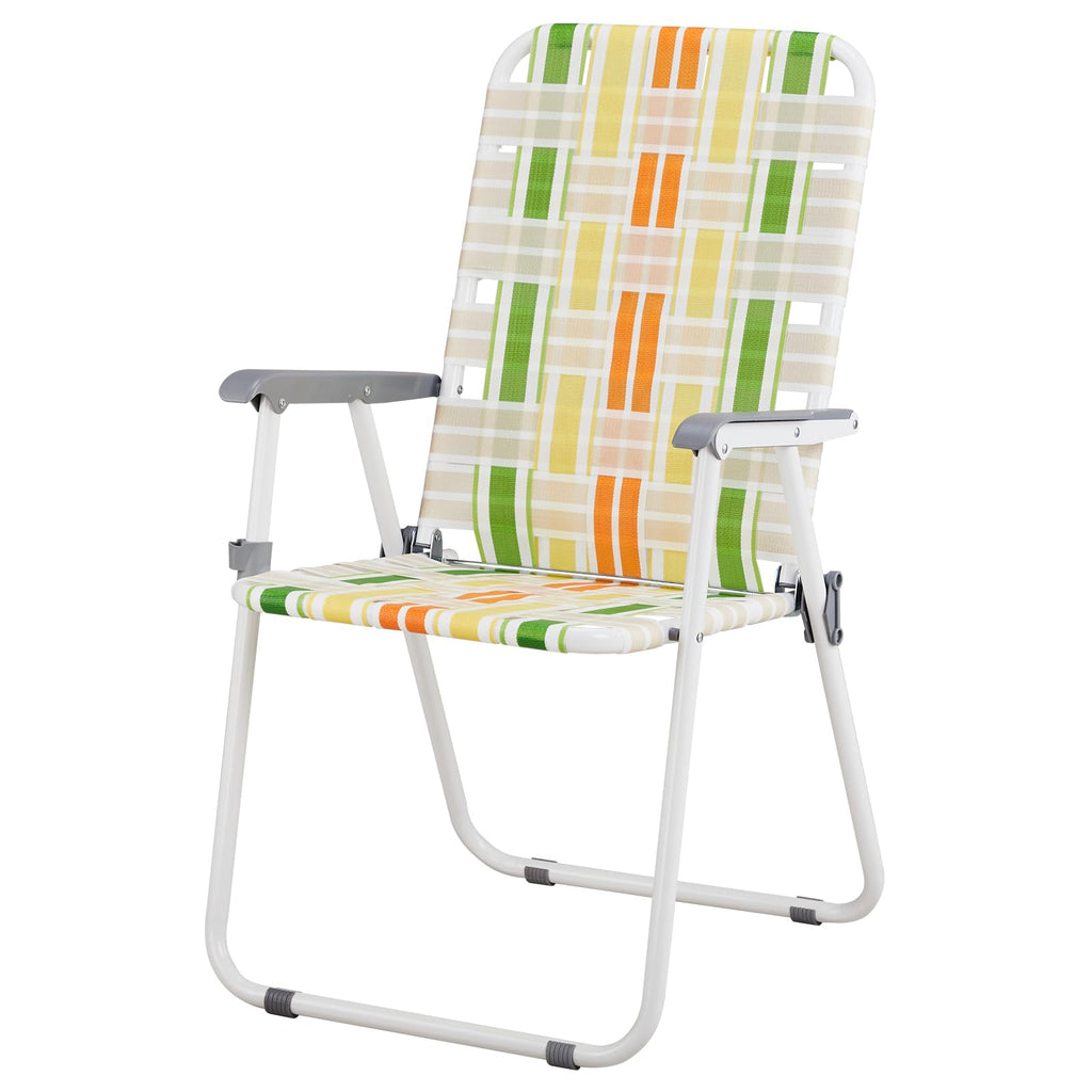 Set of 2 Webbed Folding Beach Chairs Yellow & Green V881