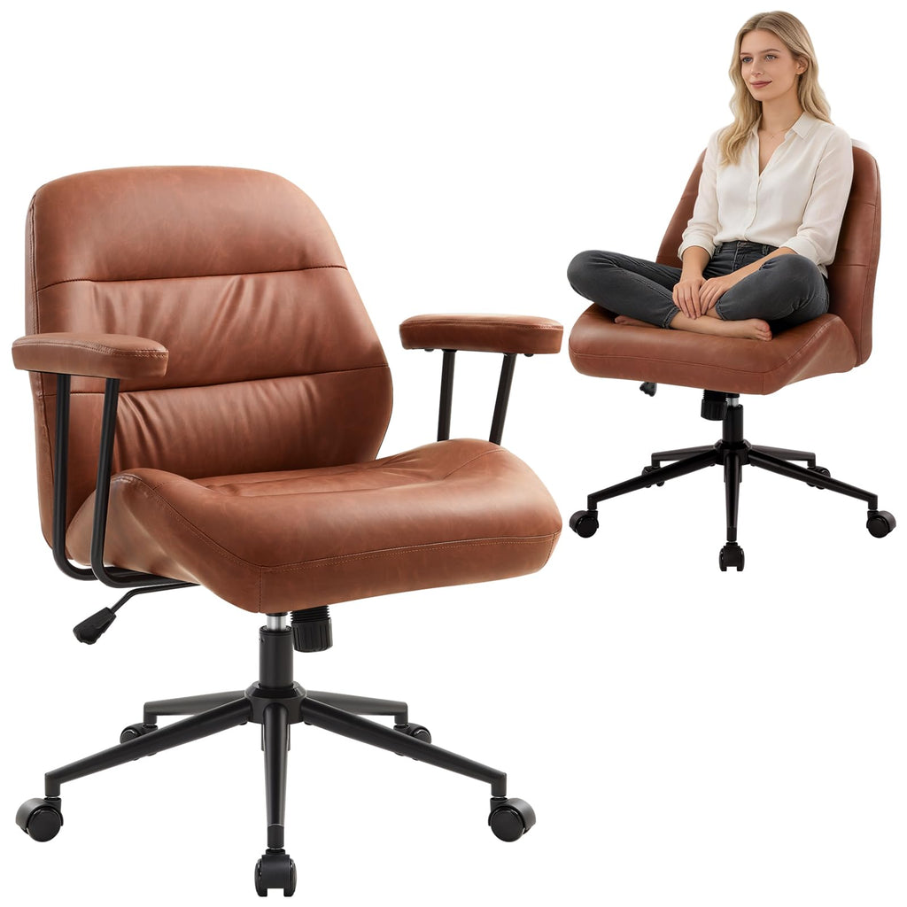 Leather Home Office Chair with Removable Armrests N83163