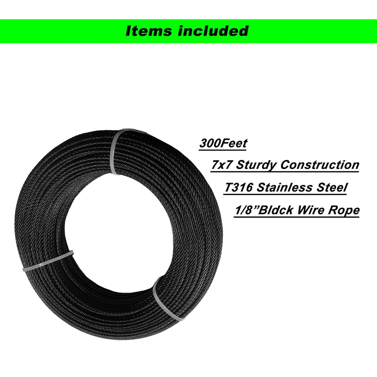 Black T316 Stainless Steel Wire Rope G675487