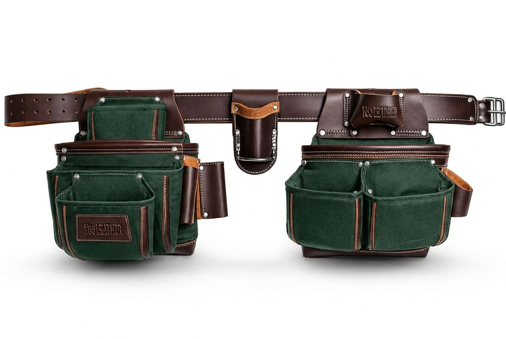 Leather & Nylon 22 Pocket Tool Belt with Hammer Holder M34605