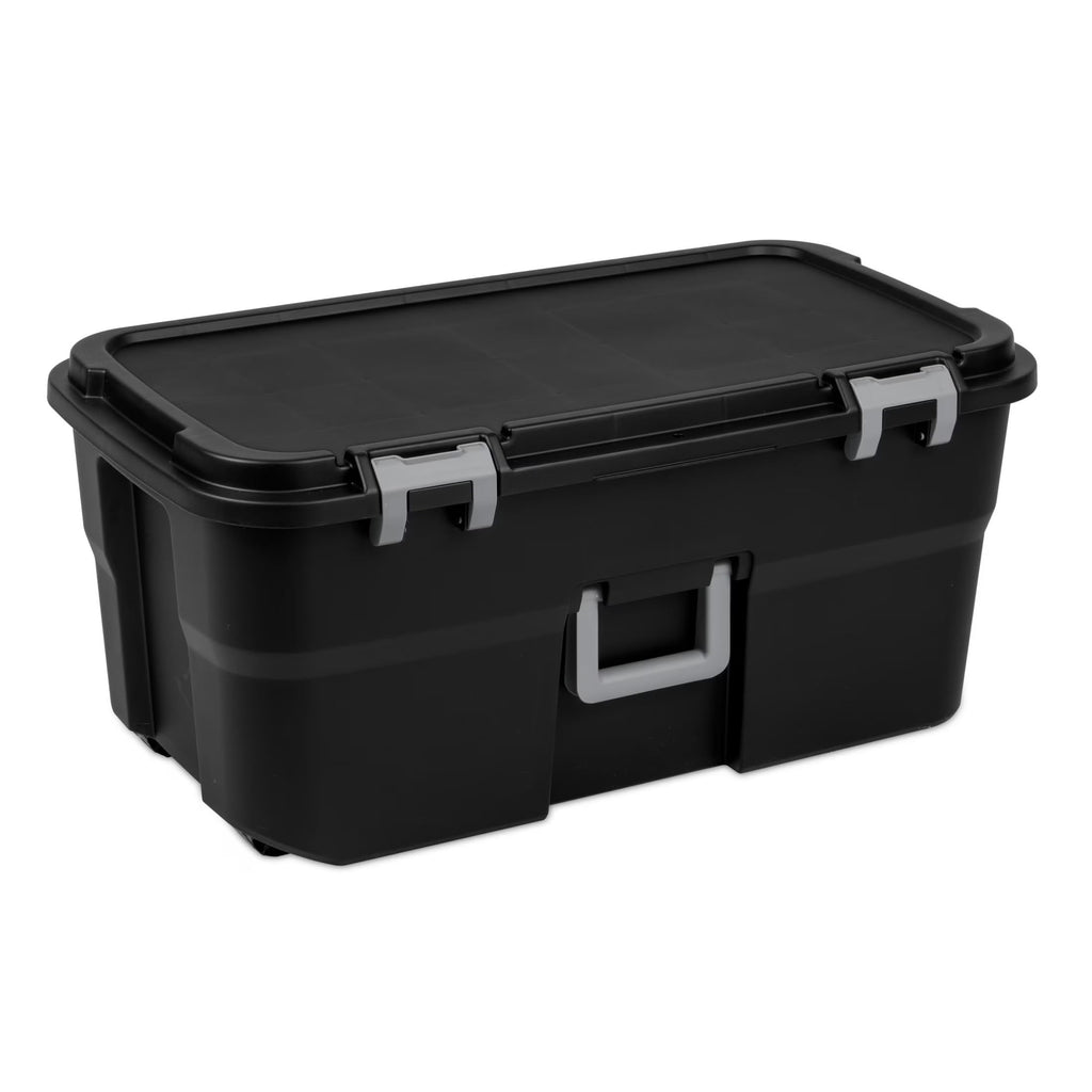 Black 22 Gal Lockable Storage Chest with Wheels V6643
