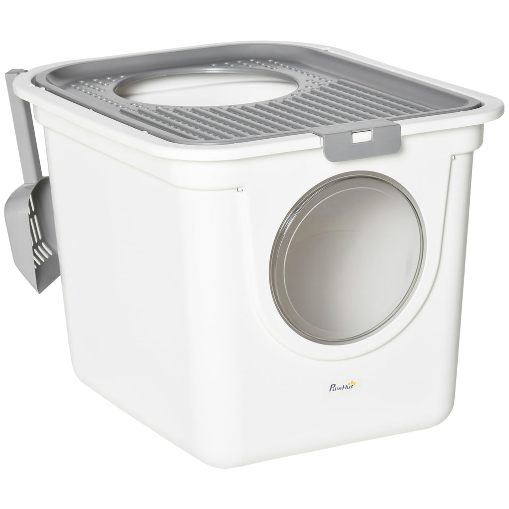 Covered Cat Litter Box with Scoop, White U45579