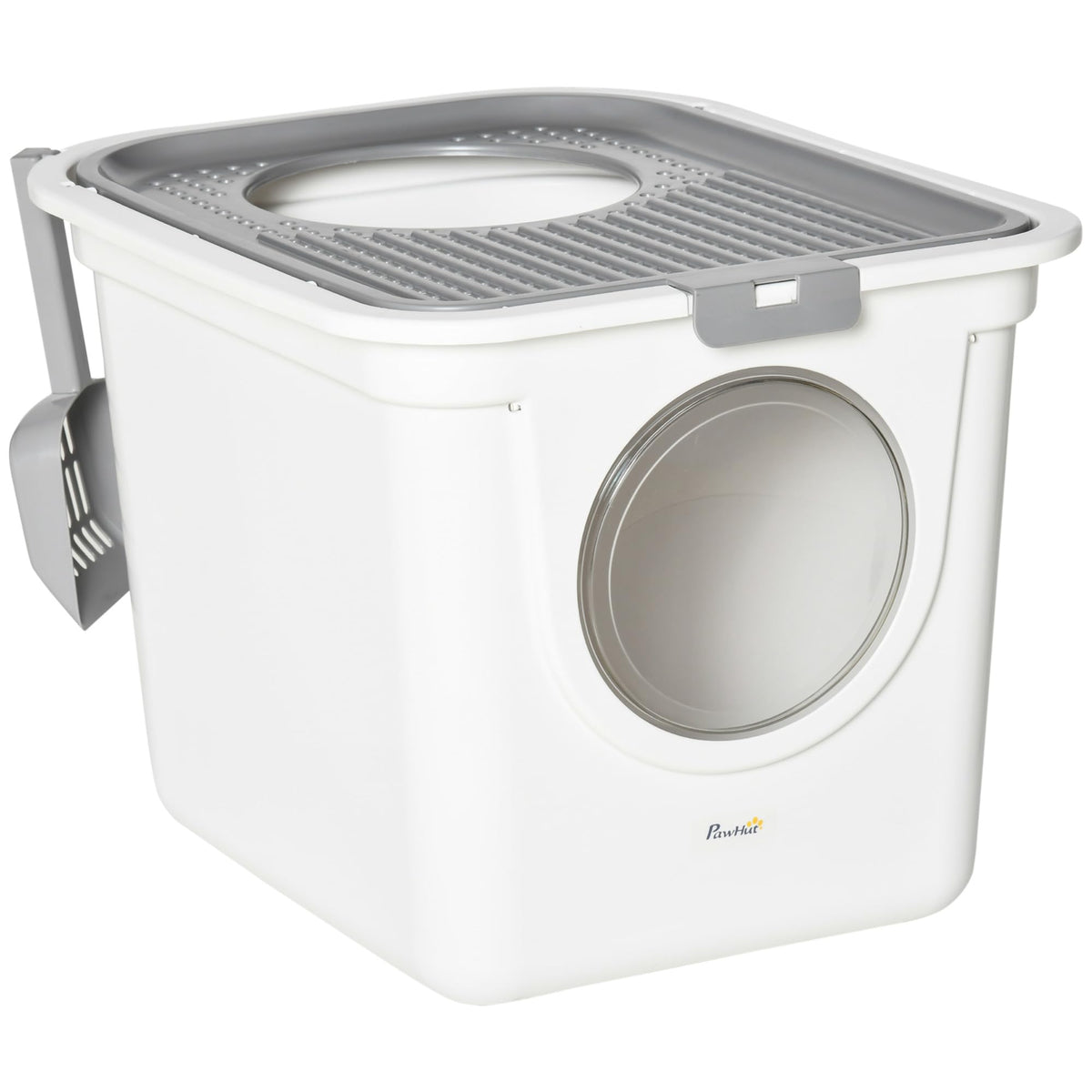 Covered Cat Litter Box with Scoop, White U45579