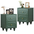 2 Drawer Fluted Nightstand Set of 2 Green L47925