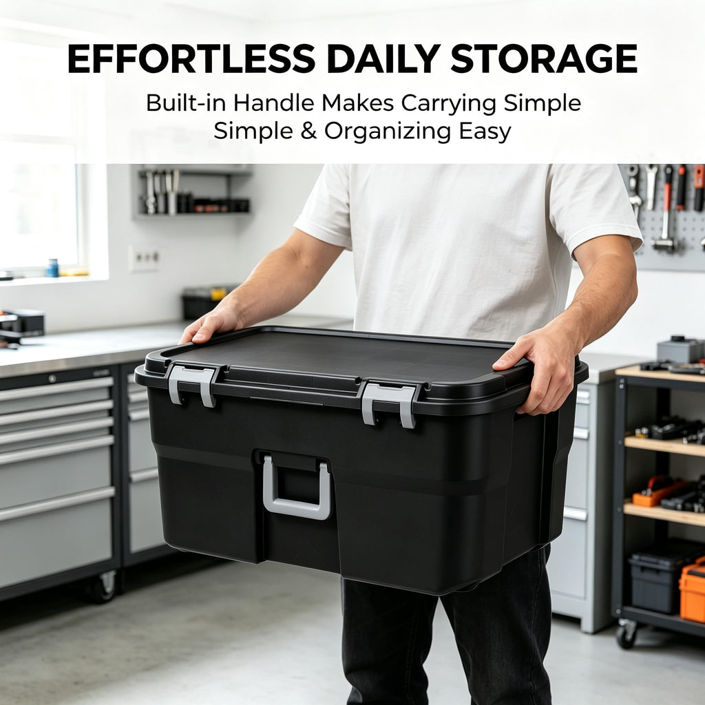 Black 22 Gal Lockable Storage Chest with Wheels V6643