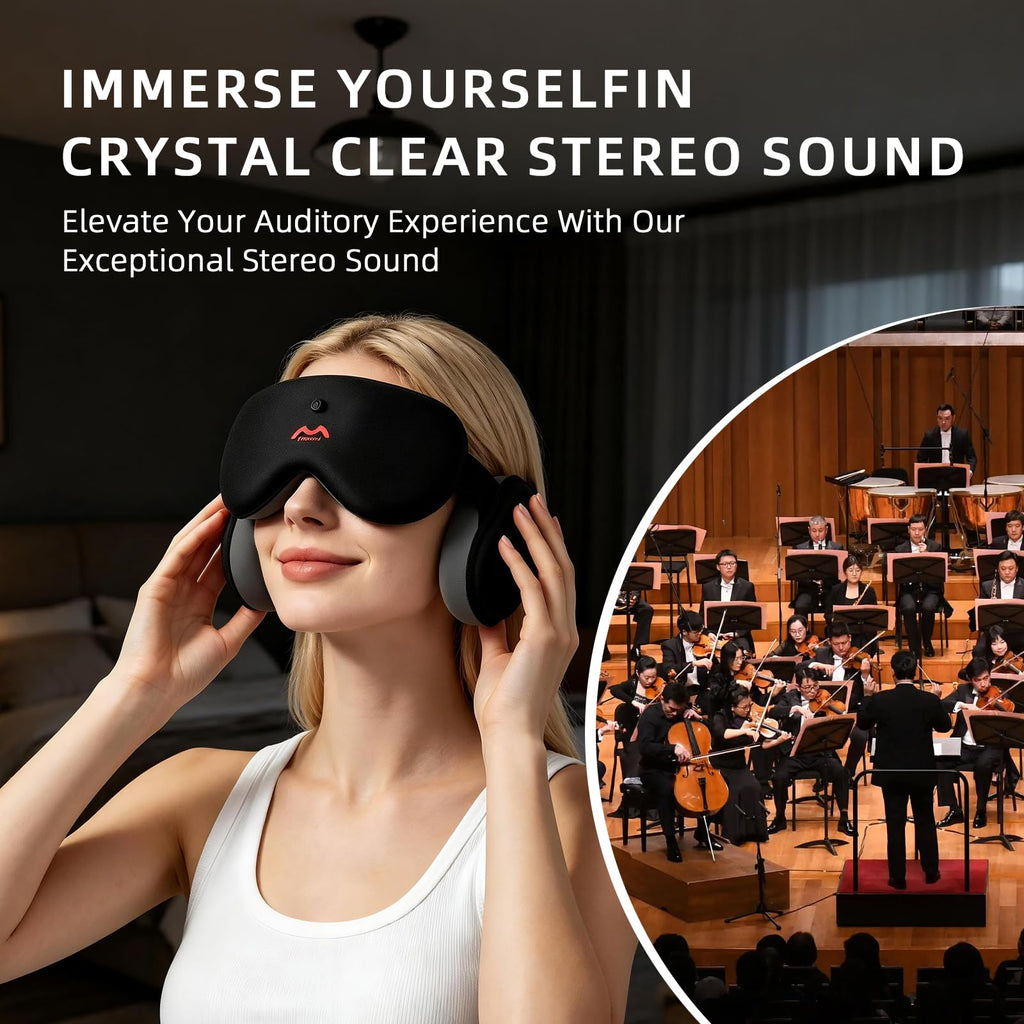Bluetooth Sleep Mask, White Noise Headphones, 100% Blackout Q90123