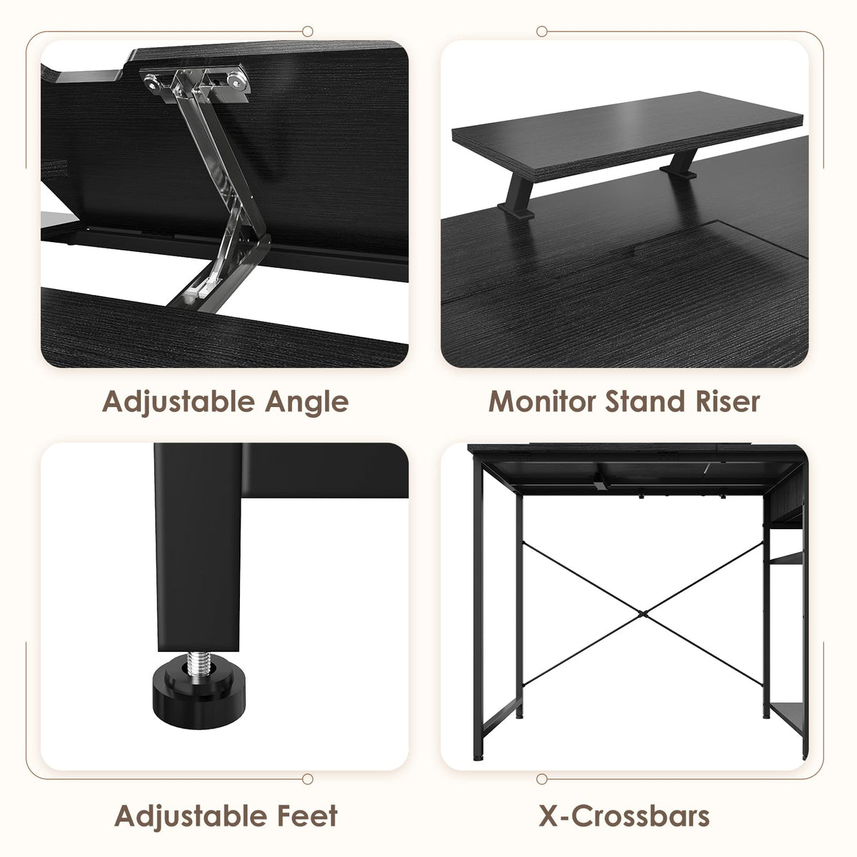 Black Adjustable Drafting Table with Storage Shelves & Drawer P3430