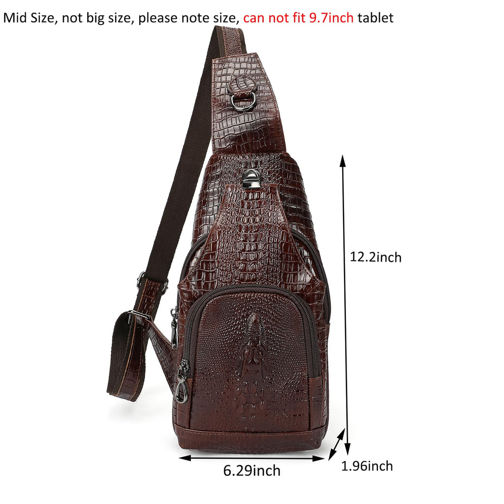 Crocodile Leather Sling Bag with Leather Strap O8337