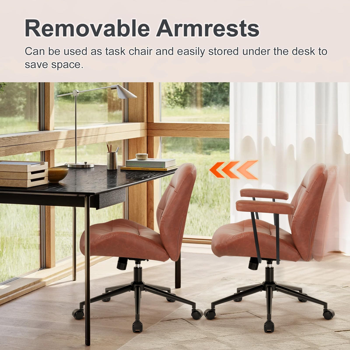 Leather Home Office Chair with Removable Armrests N83163
