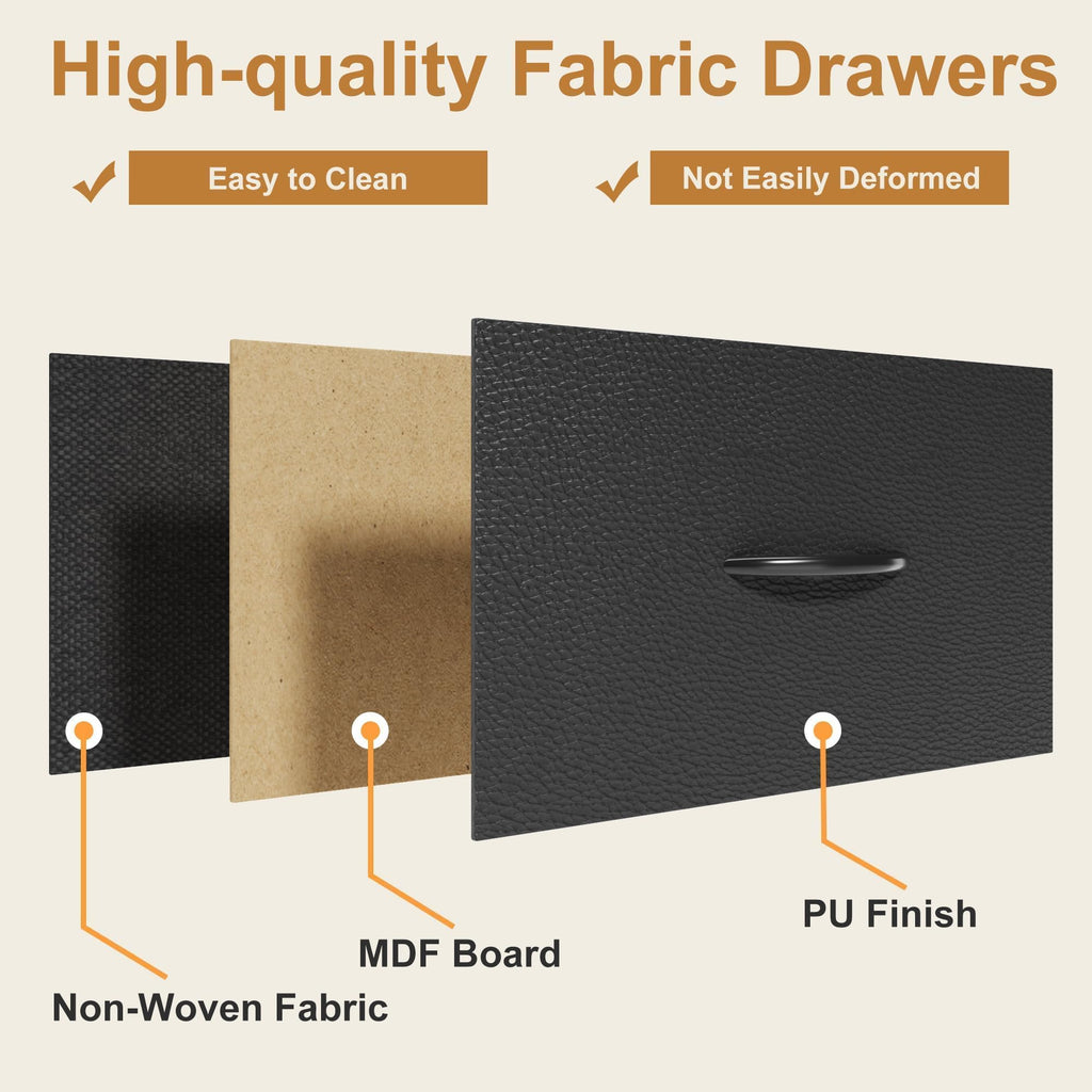 Black 4-Tier Bookshelf with 3 Fabric Drawers V962035