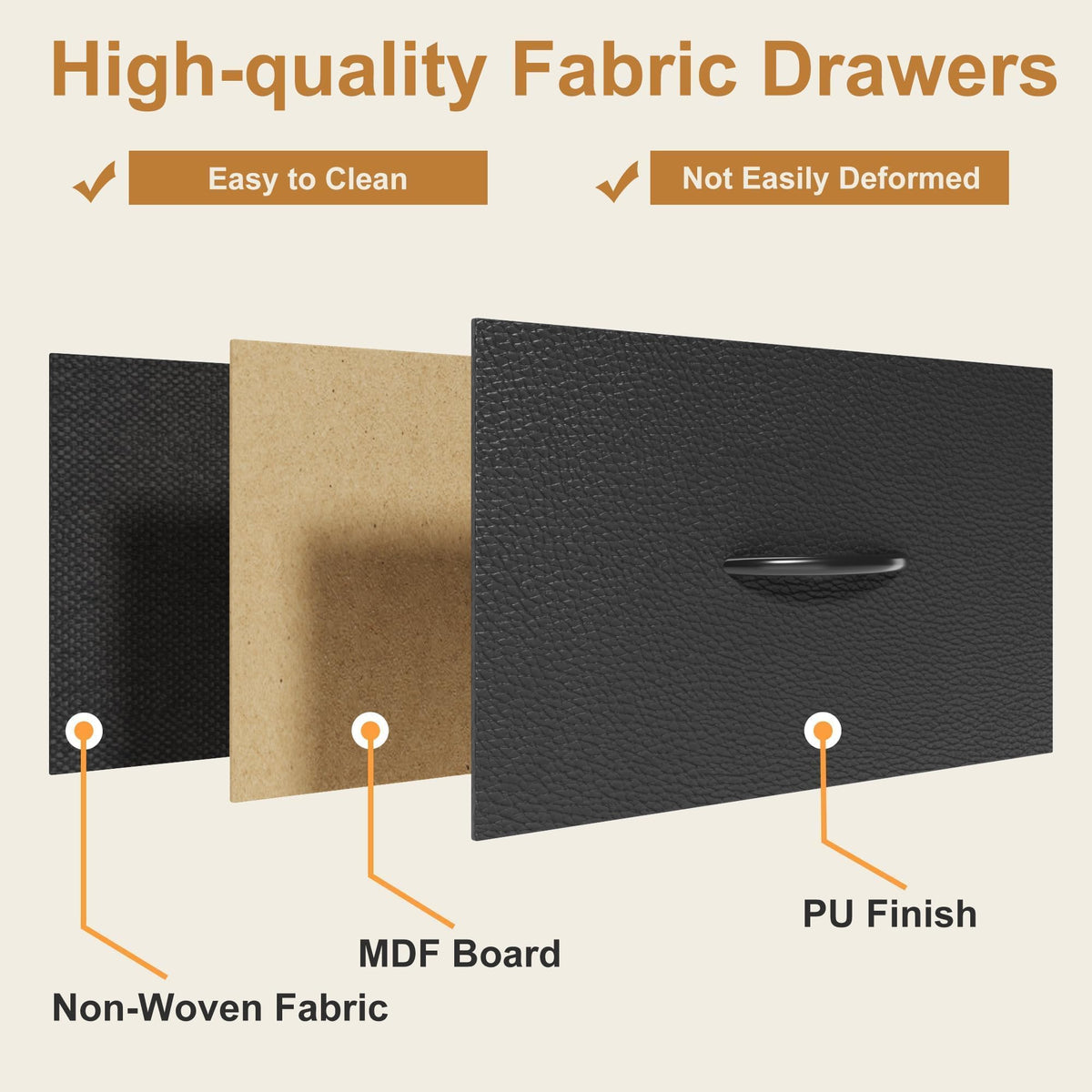 Black 4-Tier Bookshelf with 3 Fabric Drawers V962035